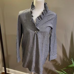 Mud Pie Size Small Denim Ruffled Blouse Great Condition Super Cute